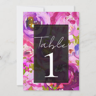 Pops of Pink & Purple Vibrant Floral Table Number