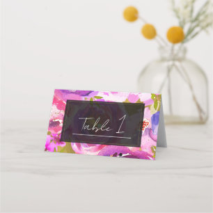 Pops of Pink & Purple Vibrant Floral Wedding  Place Card