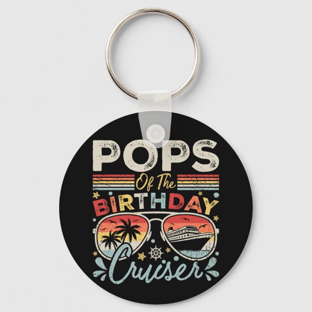 Pops of the Birthday Cruiser Vacation Circle Keychain (Front)