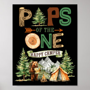 Pops of the one happy camper 1st birthday camping  poster
