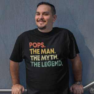 Pops The Man The Myth The Legend Retro Dad Papa T-Shirt