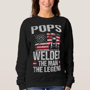 Pops Welder The Man The Legend Retro Usa Flag Sweatshirt