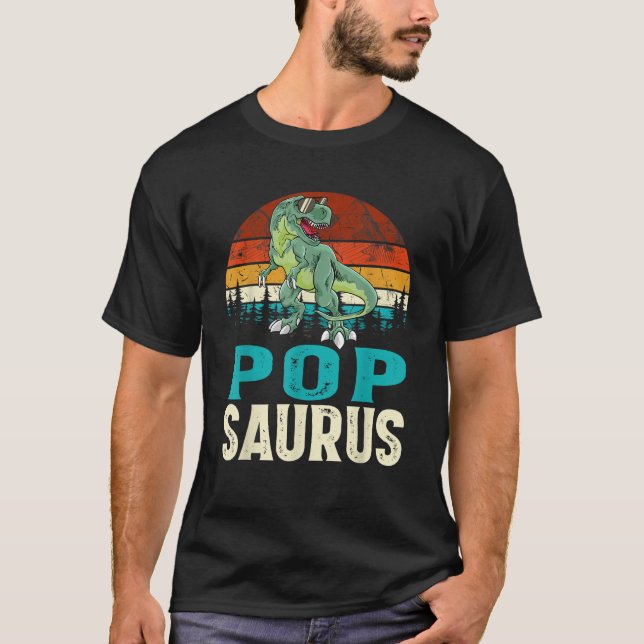 Popsaurus T Rex Dinosaur Funny Pop Saurus Family M T-Shirt (Front)