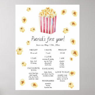 Popscorn First Birthday Milestone Birthday Poster
