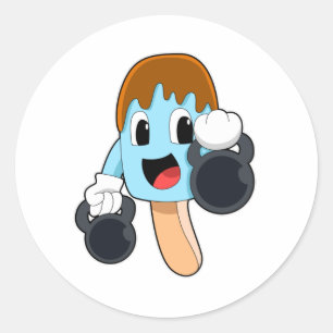 Popsicle at Strength training with Dumbbells Classic Round Sticker