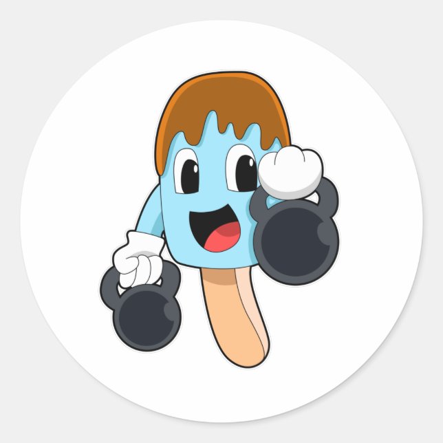 Popsicle at Strength training with Dumbbells Classic Round Sticker (Front)