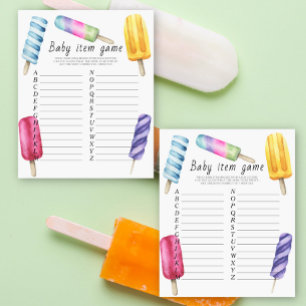 Popsicle - Baby Item Game. Baby Shower Game