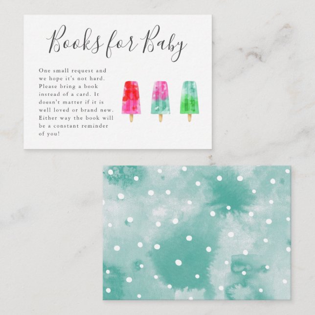 Popsicle Baby Shower Book Request  Enclosure Card (Front/Back)