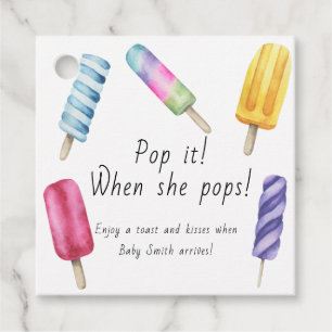 Popsicle Baby shower Pop it When she pops Favour Tags