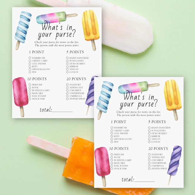 Popsicle baby shower - What's in your purse game (Creator Uploaded)