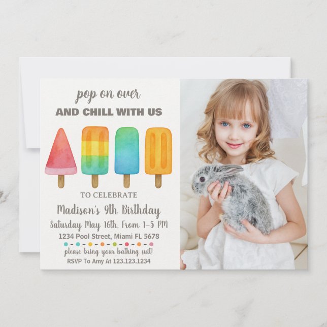 Popsicle Birthday Invitation for Kids (Front)