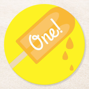 Popsicle Birthday Party Round Paper Coaster