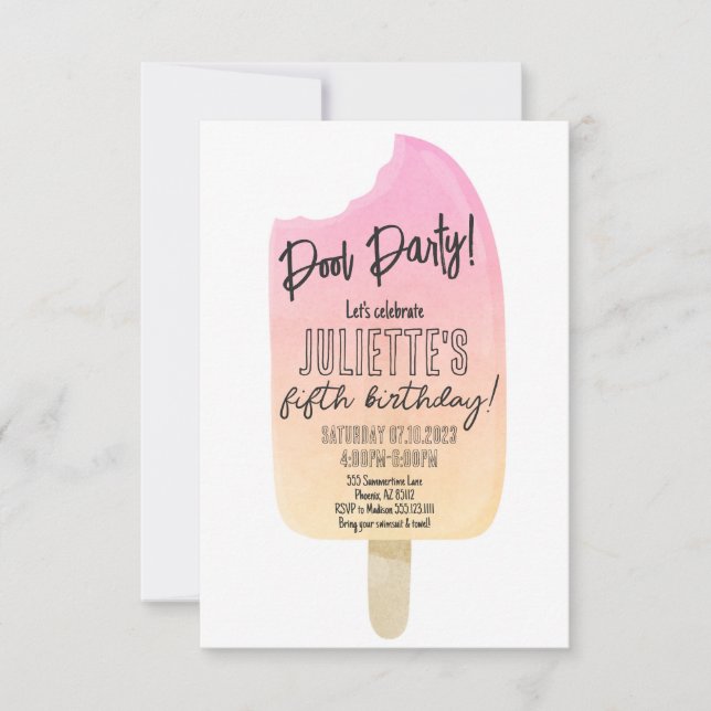 Popsicle Birthday Party Summer Invitation Editable (Front)