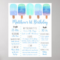 Popsicle Blue Boy First Birthday Milestone