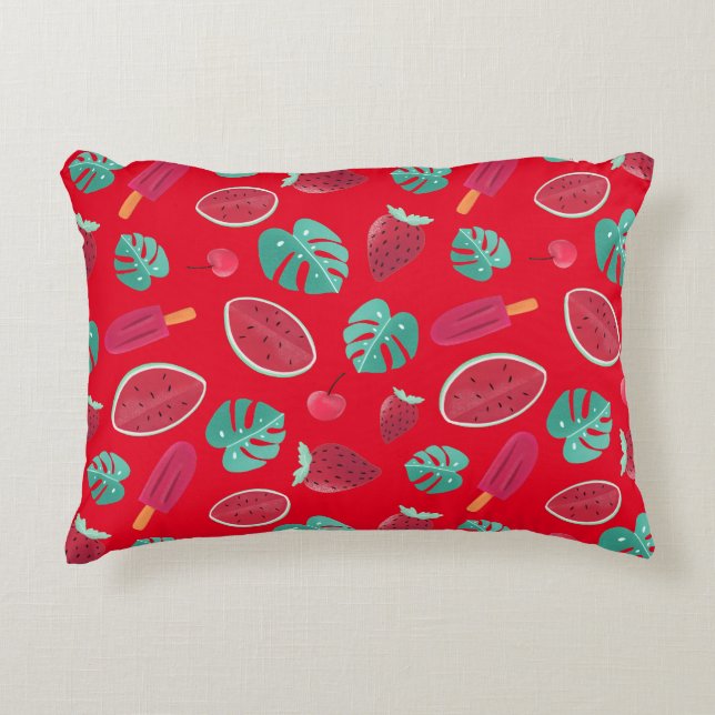 Popsicle, Cherry, Strawberry & Watermelon Accent Pillow (Front)