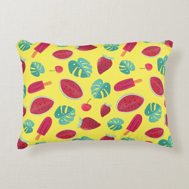 Popsicle, Cherry, Strawberry & Watermelon Accent Pillow (Front)