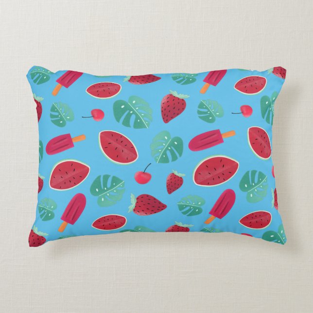 Popsicle, Cherry, Strawberry & Watermelon Accent Pillow (Front)