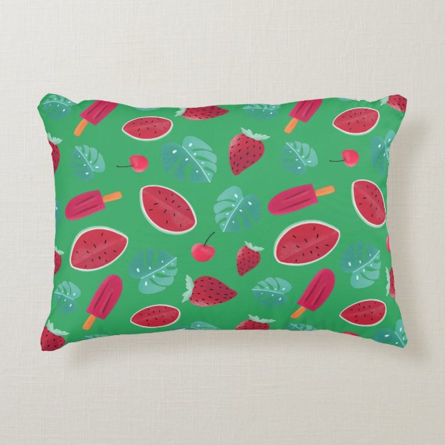 Popsicle, Cherry, Strawberry & Watermelon Accent Pillow (Front)