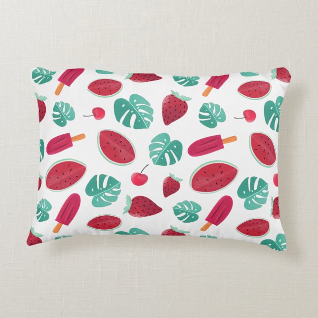 Popsicle, Cherry, Strawberry & Watermelon Accent Pillow (Back)