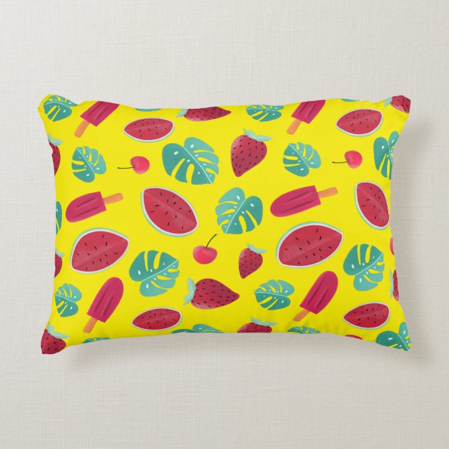 Popsicle, Cherry, Strawberry & Watermelon Accent Pillow (Front)