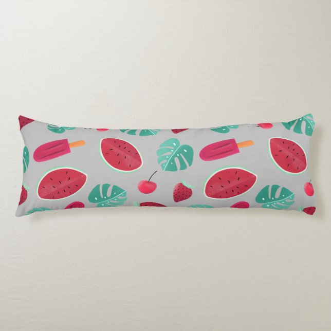 Popsicle, Cherry, Strawberry & Watermelon Body Pillow (Front)