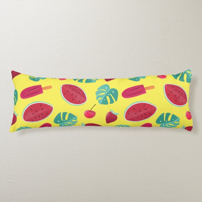 Popsicle, Cherry, Strawberry & Watermelon Body Pillow (Front)