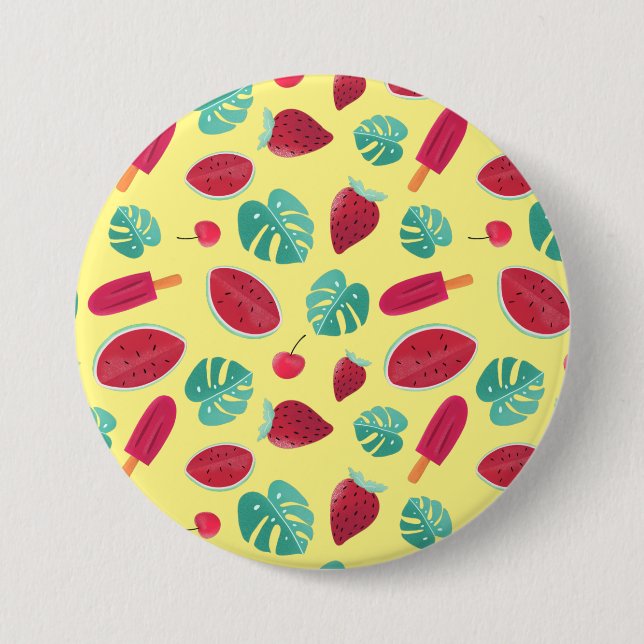 Popsicle, Cherry, Strawberry & Watermelon Leaves 3 Inch Round Button (Front)