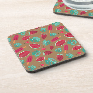 Popsicle, Cherry, Strawberry & Watermelon Leaves Coaster