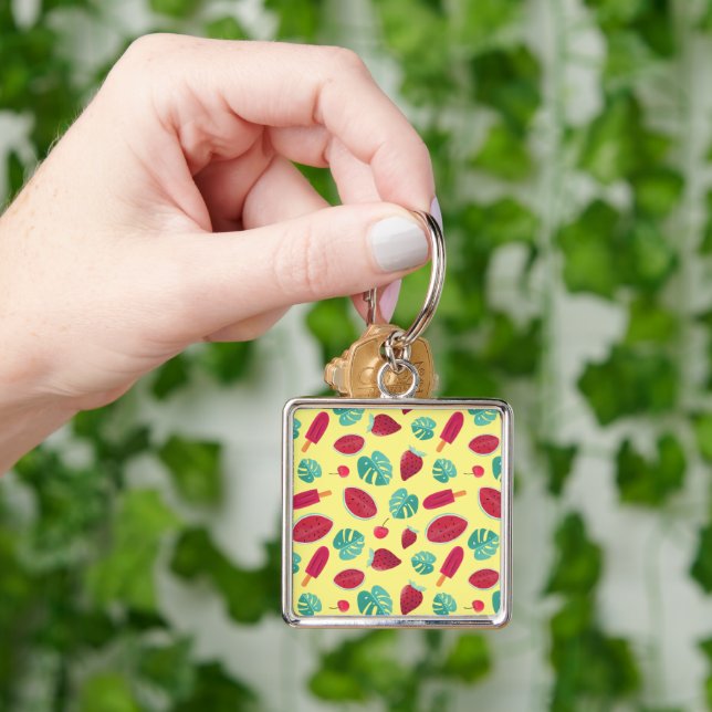 Popsicle, Cherry, Strawberry & Watermelon Leaves Keychain (Hand)