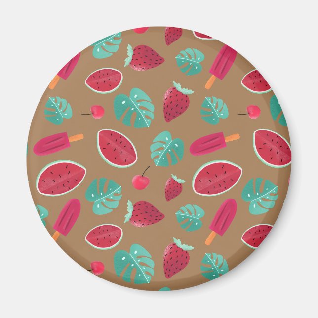 Popsicle, Cherry, Strawberry & Watermelon Leaves Magnet (Front)
