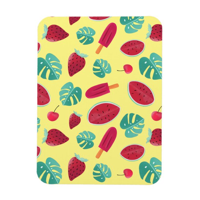 Popsicle, Cherry, Strawberry & Watermelon Leaves Magnet (Vertical)