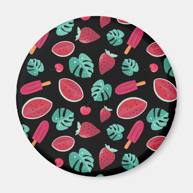 Popsicle, Cherry, Strawberry & Watermelon Leaves Magnet (Front)