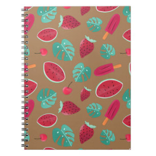 Popsicle, Cherry, Strawberry & Watermelon Leaves Notebook