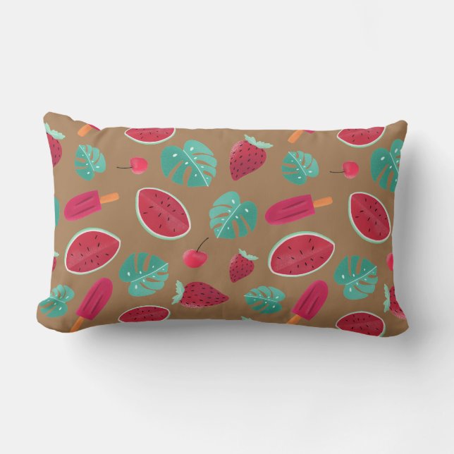 Popsicle, Cherry, Strawberry & Watermelon Lumbar Pillow (Front)