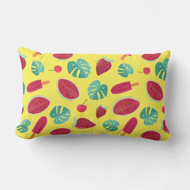 Popsicle, Cherry, Strawberry & Watermelon Lumbar Pillow (Front)