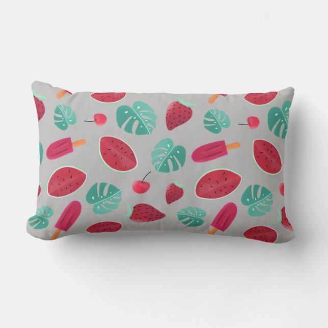 Popsicle, Cherry, Strawberry & Watermelon Lumbar Pillow (Front)
