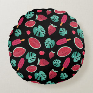 Popsicle, Cherry, Strawberry & Watermelon Round Pillow