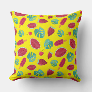 Popsicle, Cherry, Strawberry & Watermelon Throw Pillow