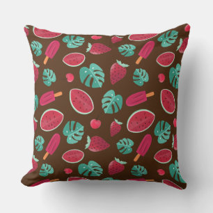 Popsicle, Cherry, Strawberry & Watermelon Throw Pillow