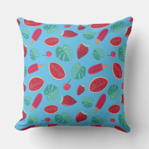 Popsicle, Cherry, Strawberry & Watermelon Throw Pillow