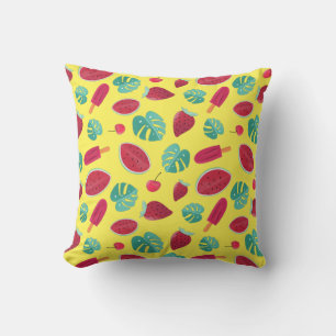 Popsicle, Cherry, Strawberry & Watermelon Throw Pillow