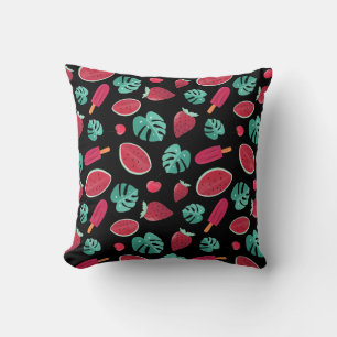 Popsicle, Cherry, Strawberry & Watermelon Throw Pillow