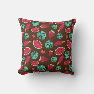 Popsicle, Cherry, Strawberry & Watermelon Throw Pillow
