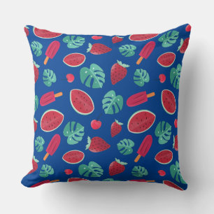 Popsicle, Cherry, Strawberry & Watermelon Throw Pillow