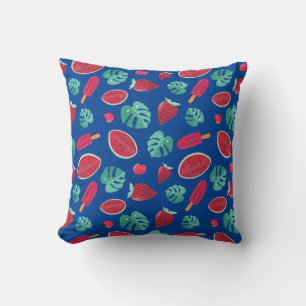 Popsicle, Cherry, Strawberry & Watermelon Throw Pillow