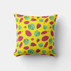 Popsicle, Cherry, Strawberry & Watermelon Throw Pillow