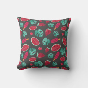 Popsicle, Cherry, Strawberry & Watermelon Throw Pillow