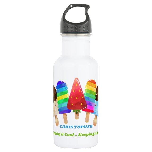 Popsicle Colourful Kids Personalized 532 Ml Water Bottle (Front)