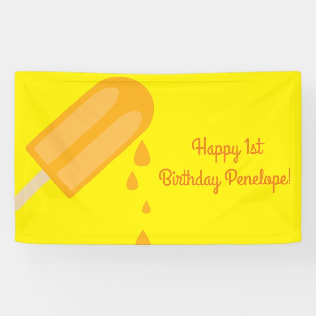 Popsicle Cute Summer 1st Birthday Party Theme Banner (Horizontal)