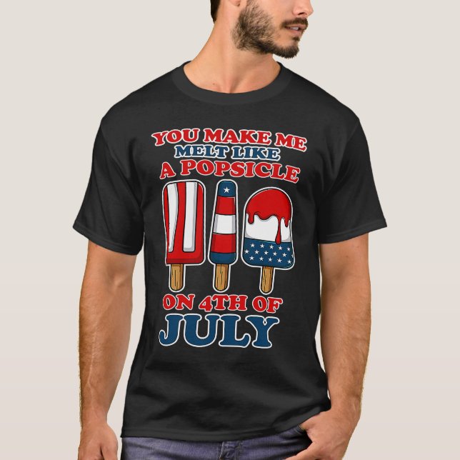 Popsicle Fourth of July USA Flag Independence Day T-Shirt (Front)